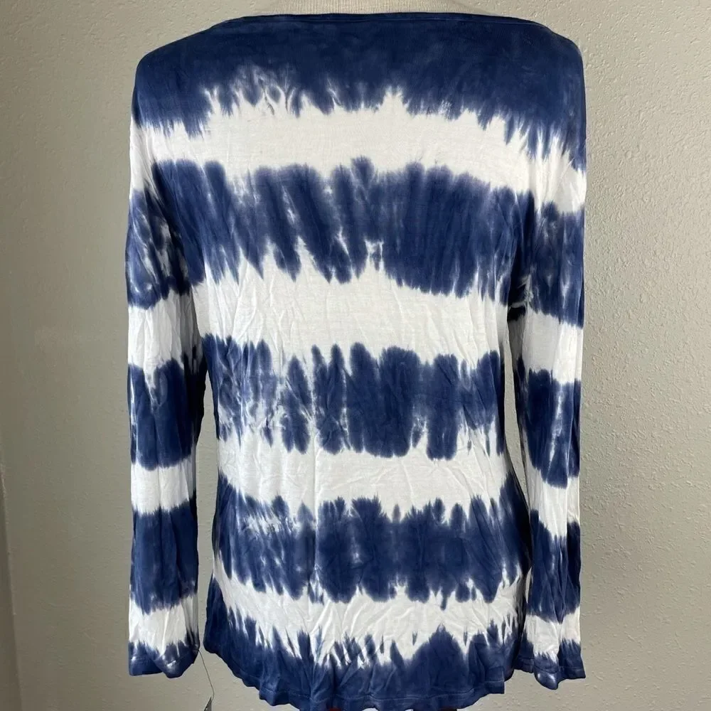 NWT Passports Blue & White Tie Dye Style Top